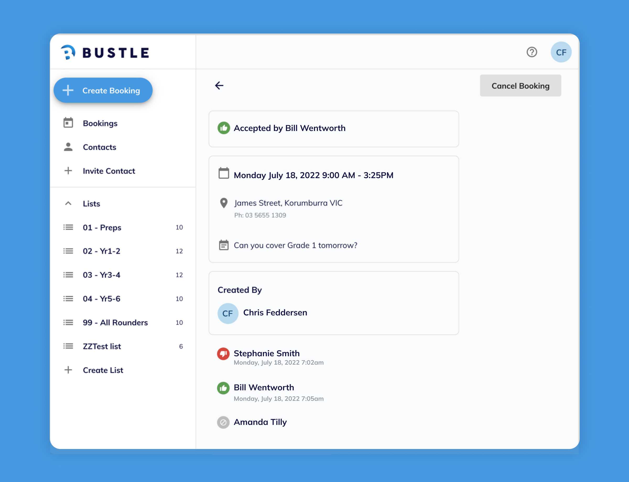 Bustle accepted booking
